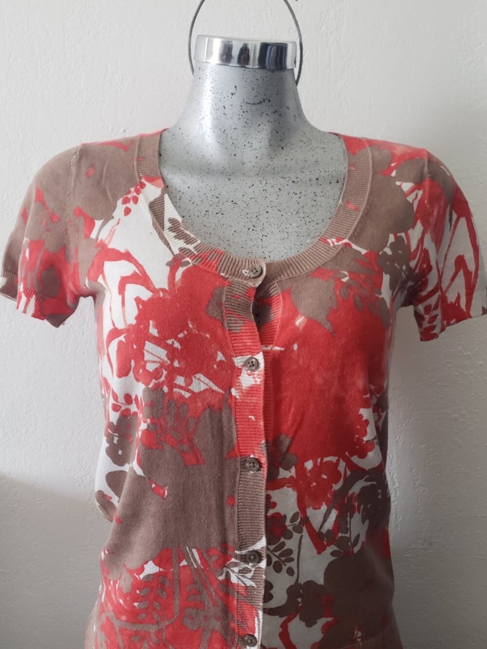 Ann Taylor Floral Short Sleeve Cardigan